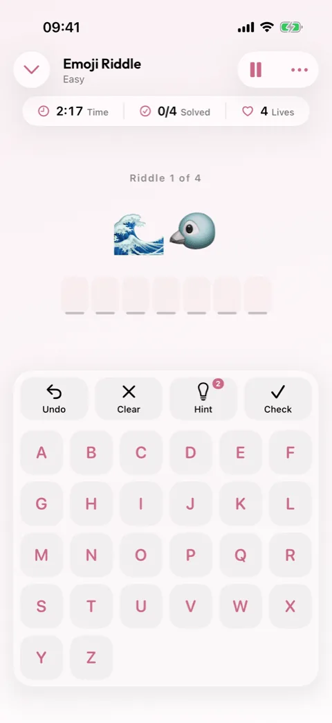 An Emoji Riddle in Winters Puzzles with the emoji clue and blanks to fill