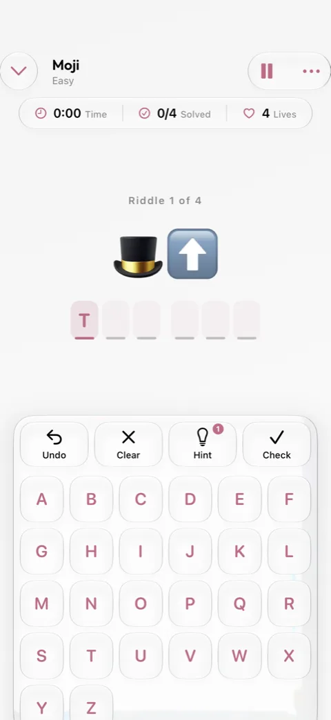 A Moji in Winters Puzzles with the emoji clue and blanks to fill