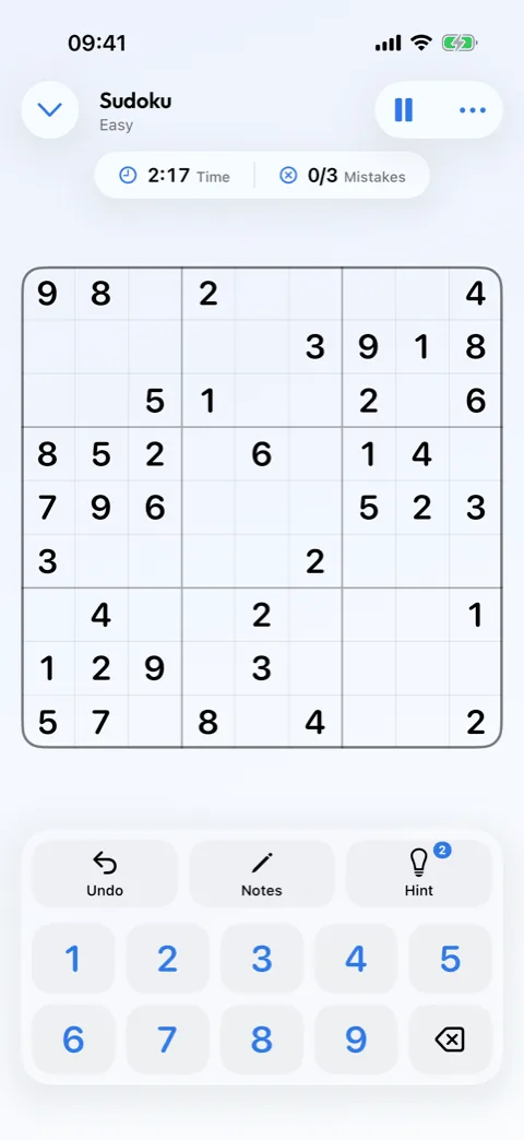A Sudoku board in Winters Puzzles