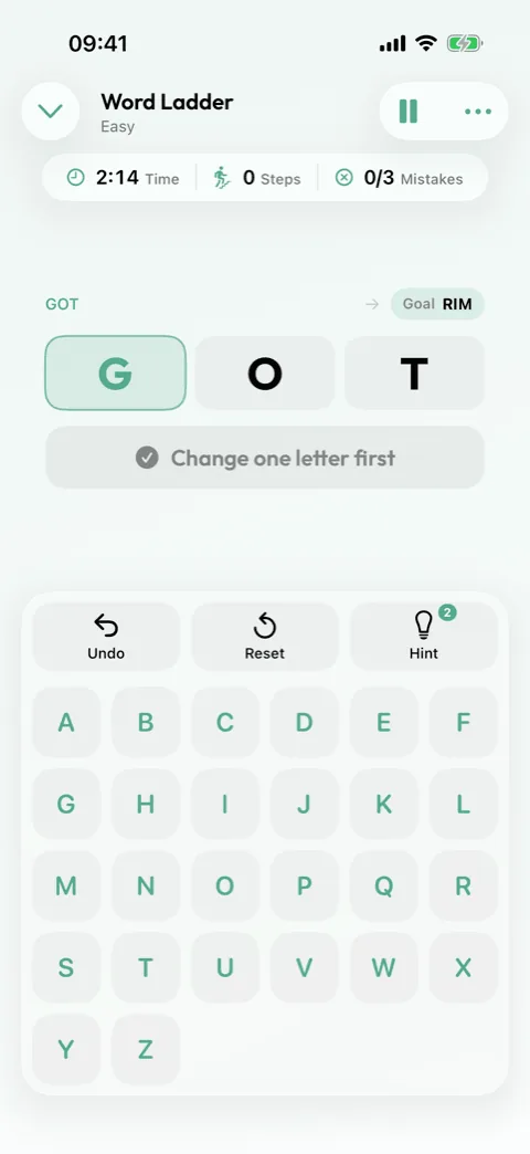A Word Ladder in Winters Puzzles part-way between its start and goal words
