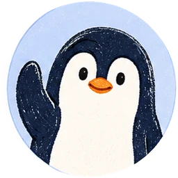 Pip, the Winters Puzzles penguin, waving hello